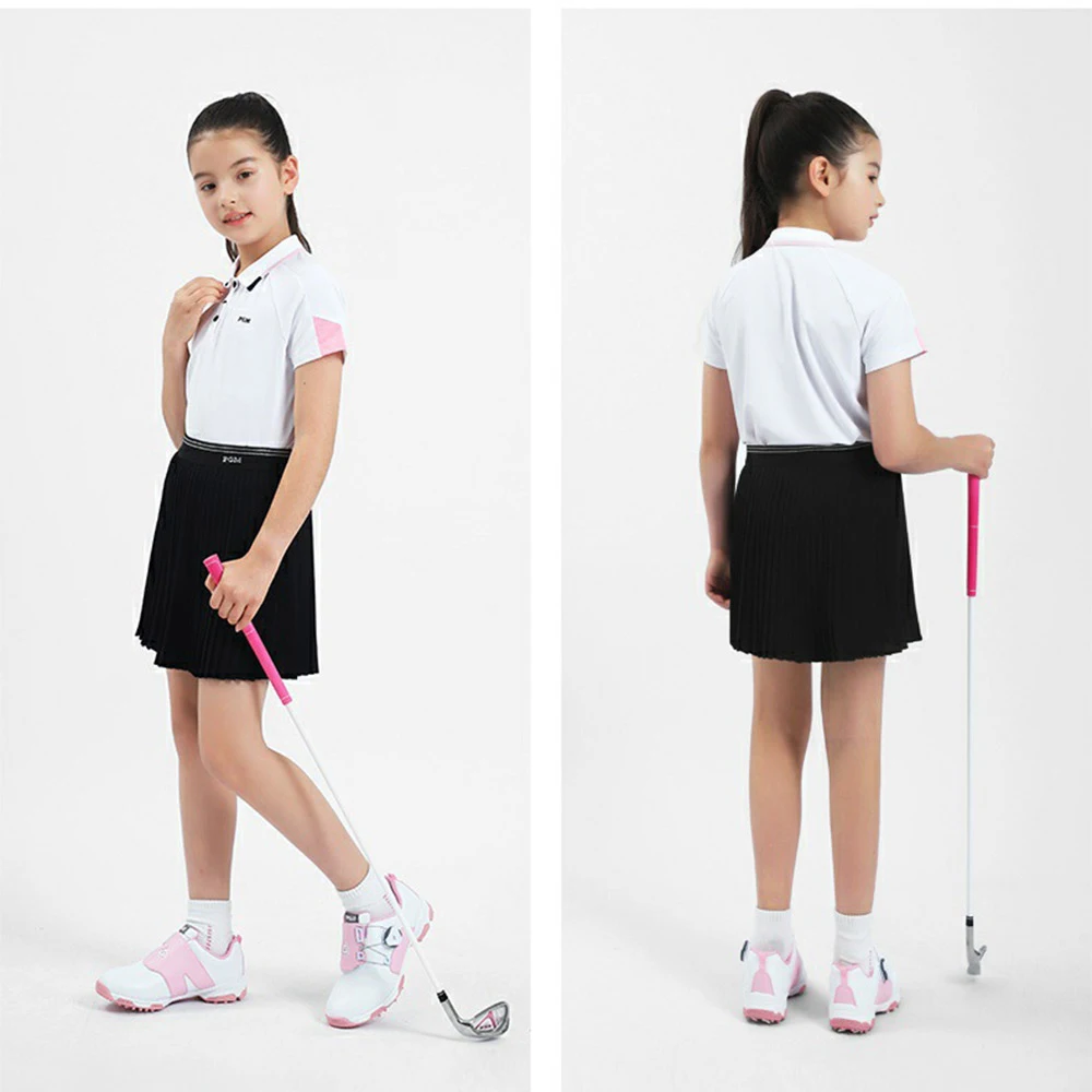 Одежда для гольфа PGM девочек дизайнерская футболка с коротким рукавом летняя