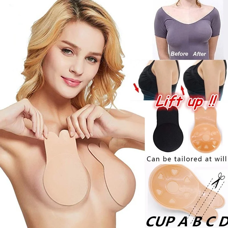 

Women Self Adhesive Push Up Bra Sexy Backless Invisible Silicone Bras Gel Stick Strapless Blackless Bralette Underwear Cup ABCD