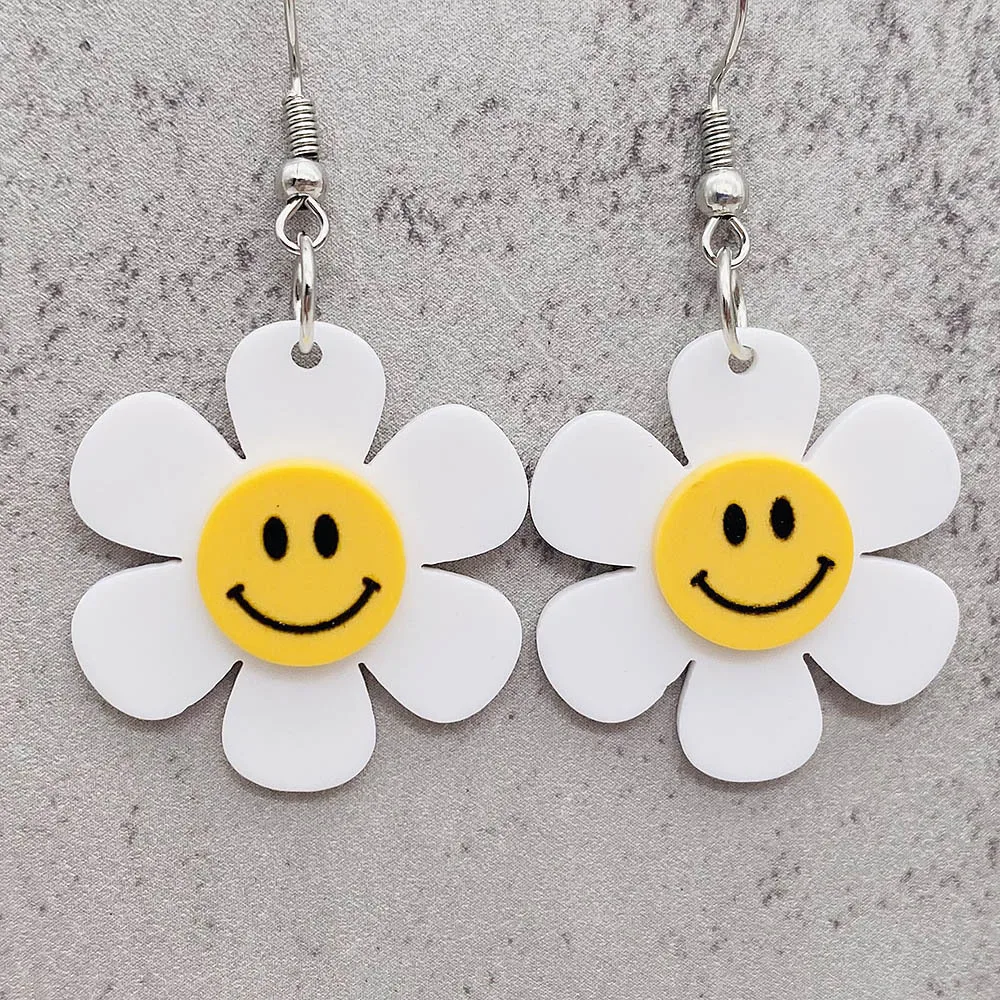 Модные Акриловые серьги с цветами яркие блестящие розовые флуоресцентные