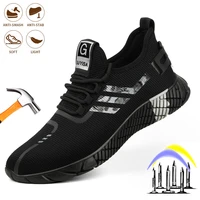 men fashion indestructible safety shoes steel toe cap boots anti smash non slip anti puncture lightweight breathable sneakers