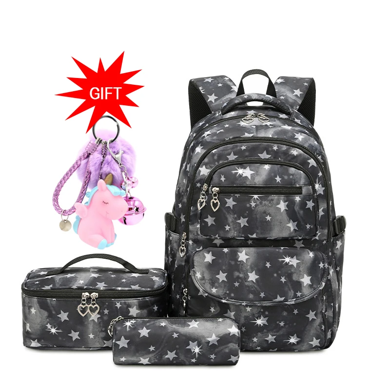Fashion Backpack for Kids Girls School Backpacks with Lunch Box Teens Girls Bookbags Set Children's Waterproof Schoolbag