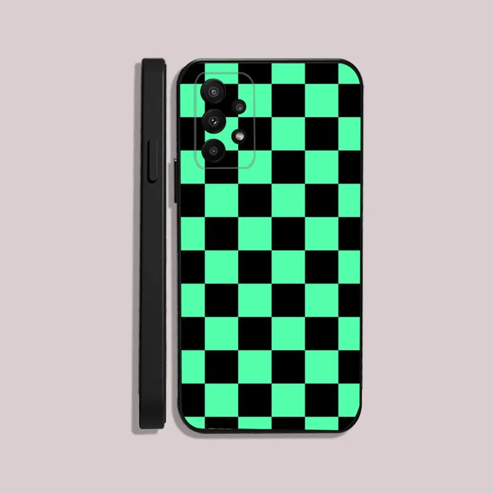 Checkerboard checked Board Phone Case For Samsung S25 23 22 30 24 10 9 Ultra Plus Lite FE 5G Black Soft