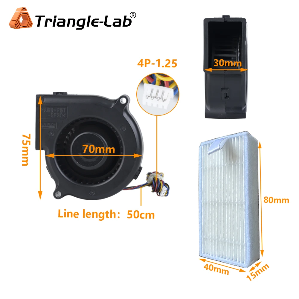 Фото Очиститель воздуха Trianglelab Bambulab P2S с вентилятором 7530 и 3-слойным фильтром. Очищает воздух. Установка без сверления. №2