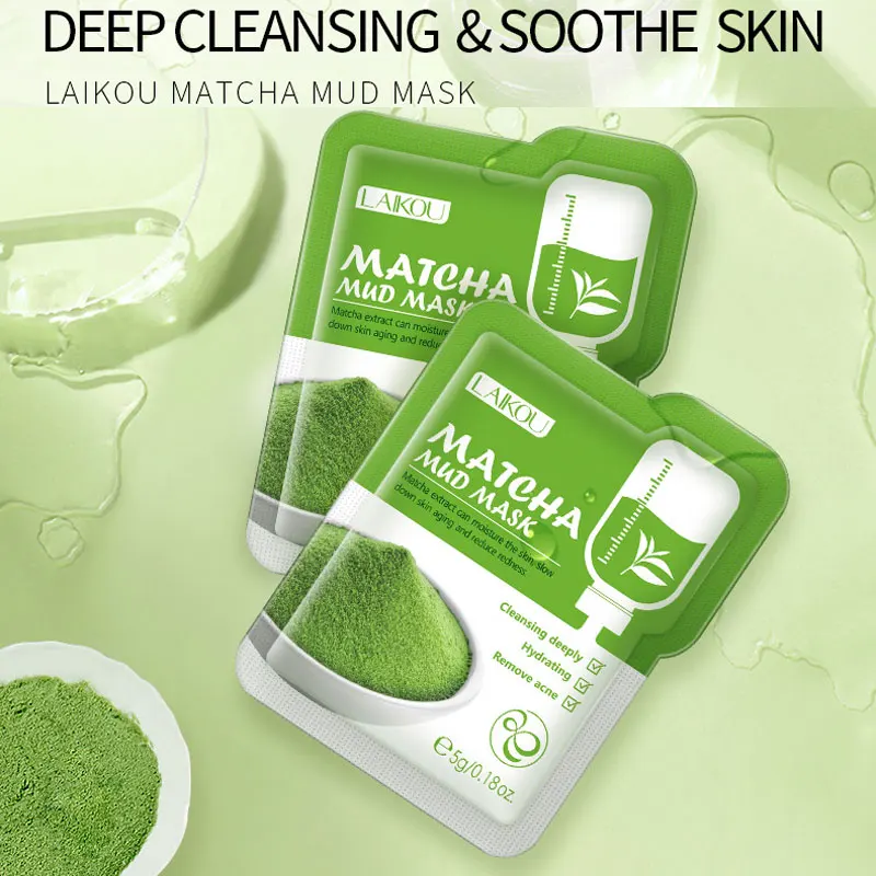 

24/12/1Pcs Matcha Green Clay Mud Face Mask Anti-wrinkle Pore Reduction Whitening Hydrating Skin Care Purifying Pores Wholesale