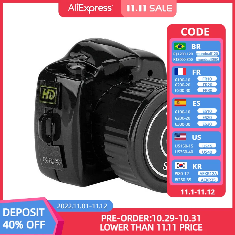 

480P Micro DVR Camcorder Mini Camera Camcorder Y2000 Portable Webcam Video Voice Recorder Camera With Key Chain