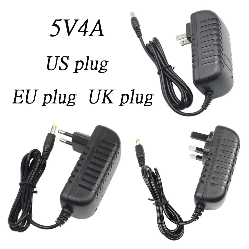 

1 шт. 5 в 4 а новый преобразователь переменного тока 100-240 В адаптер постоянного тока 5 в 4A 5,5 мА Источник питания вилка стандарта Великобритании/ЕС постоянный ток 2,5 мм x мм