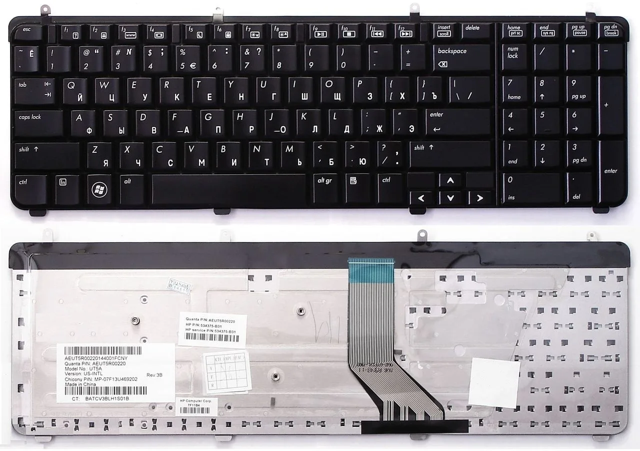 Клавиатура для ноутбука HP Pavilion DV7 2000 черная|Клавиатуры замены| |