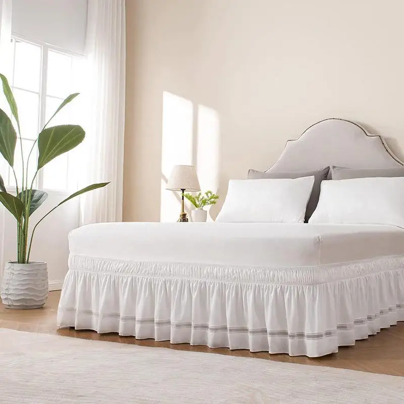 

Wrap Around Bed Skirt Elastic Band Wrap Around Bed Skirt Easy To Install Fade Resistant Queen King Bed Protector Bed Sheet Skirt
