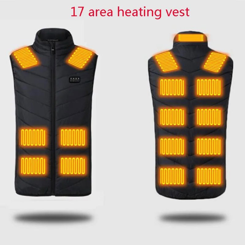 

17/13 Area Heating Vest Men's Sleeveless Jacket USB Electric Self Heated Waistcoat Winter Outdoor Hiking Riding Thermal Clothing