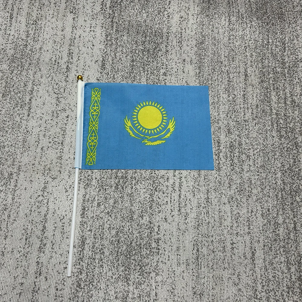 Казахстан рука махает Флаг 14x21 см полиэстер парад фестиваль баннер флаг офисная