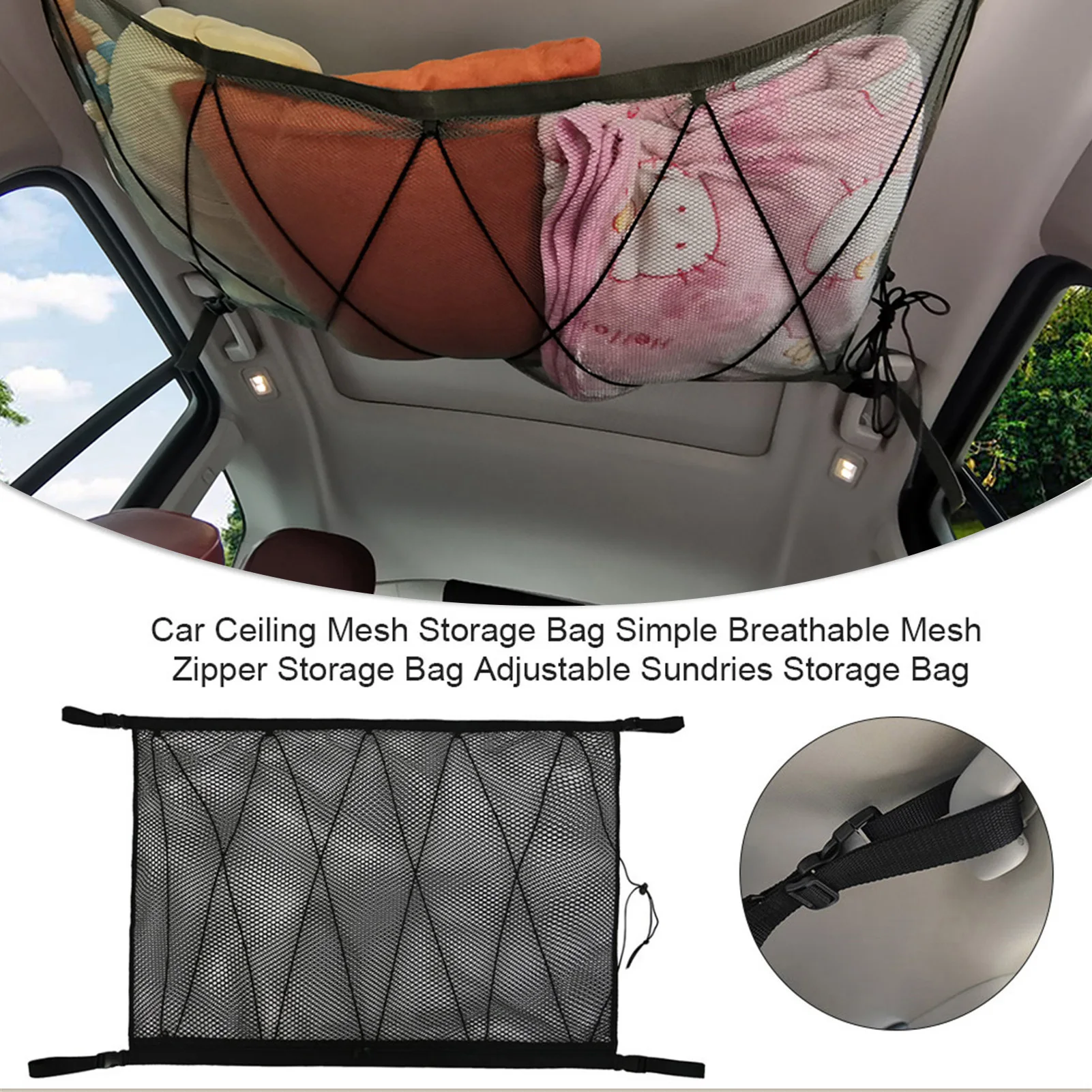 

Car Roof Ceiling Net Mesh Storage Bag Universal Ceiling Storage Net Pocket Truck Storage Net Mesh Organizer Car Interior Storag