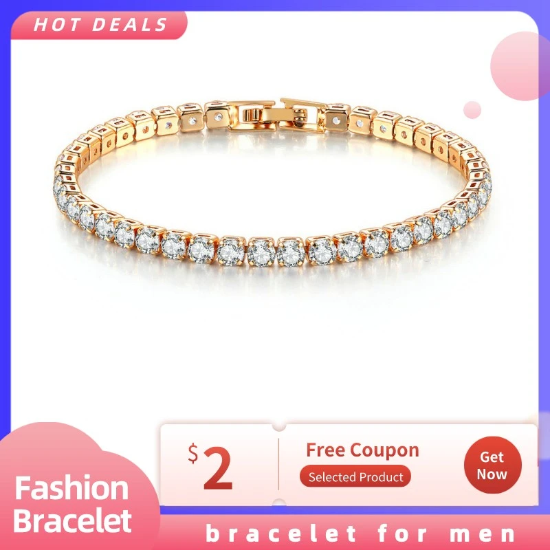 

Pulseras Zircon Bracelet Bracelet for Women Men Round Diamond Tennis Chain Hip Hop Jewelry Tennis Bracelet Pulsera Pandora