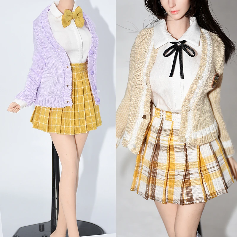 

1/6 Scale Female Soldier Long Sleeve Knitting Cardigan V Neck JK Sweater Loose Outwear Clothes Model for 12'' Action Figure Body