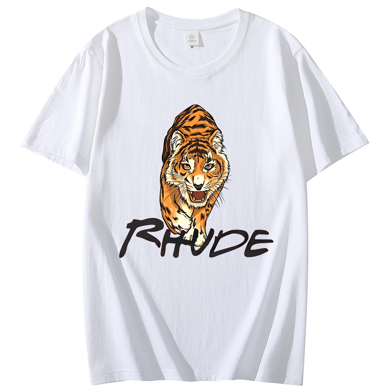 

Mens Oversized T Shirt Streetwear Hip Hop Rhude Tiger Print Tshirts Harajuku Casual Cotton 2023 Summer Short Sleeve Tees S-7XL