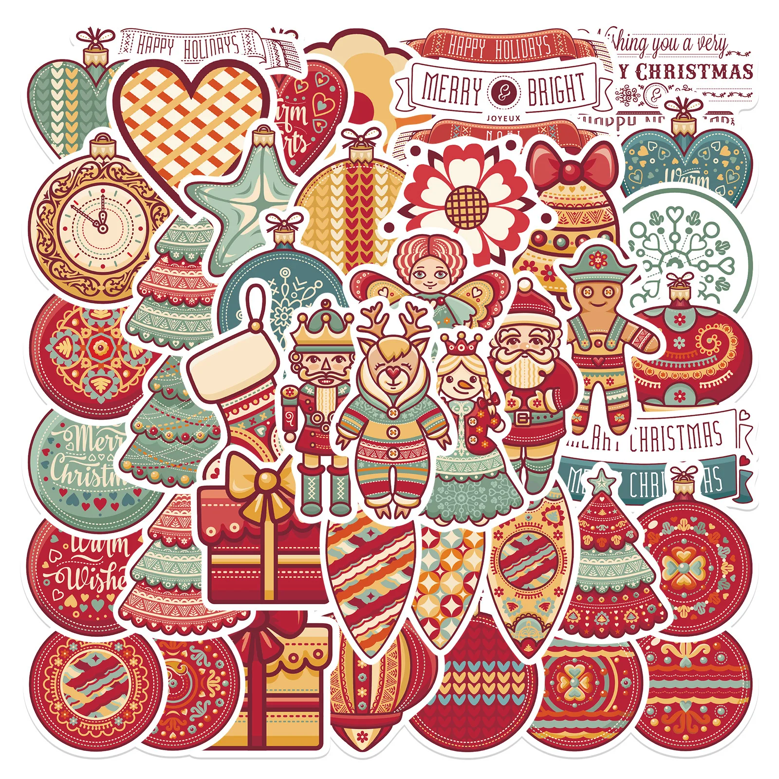 

48pcs Cartoon Christmas Pendant Scrapbooking Stickers Packs Waterproof Skateboard Guitar Graffiti Decals Pasters Kids Toys