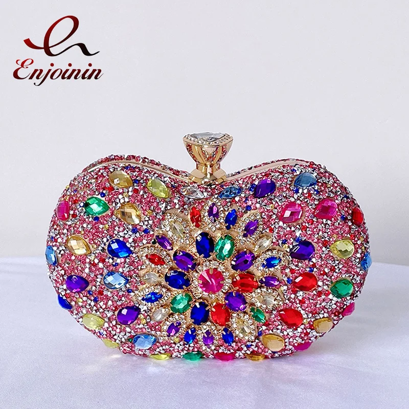 

Colour Diamond Luxury Party Clutch Bag Evening Purses and Handbags for Women Crystal Rhinone Wedding Chic Shoulder Bag