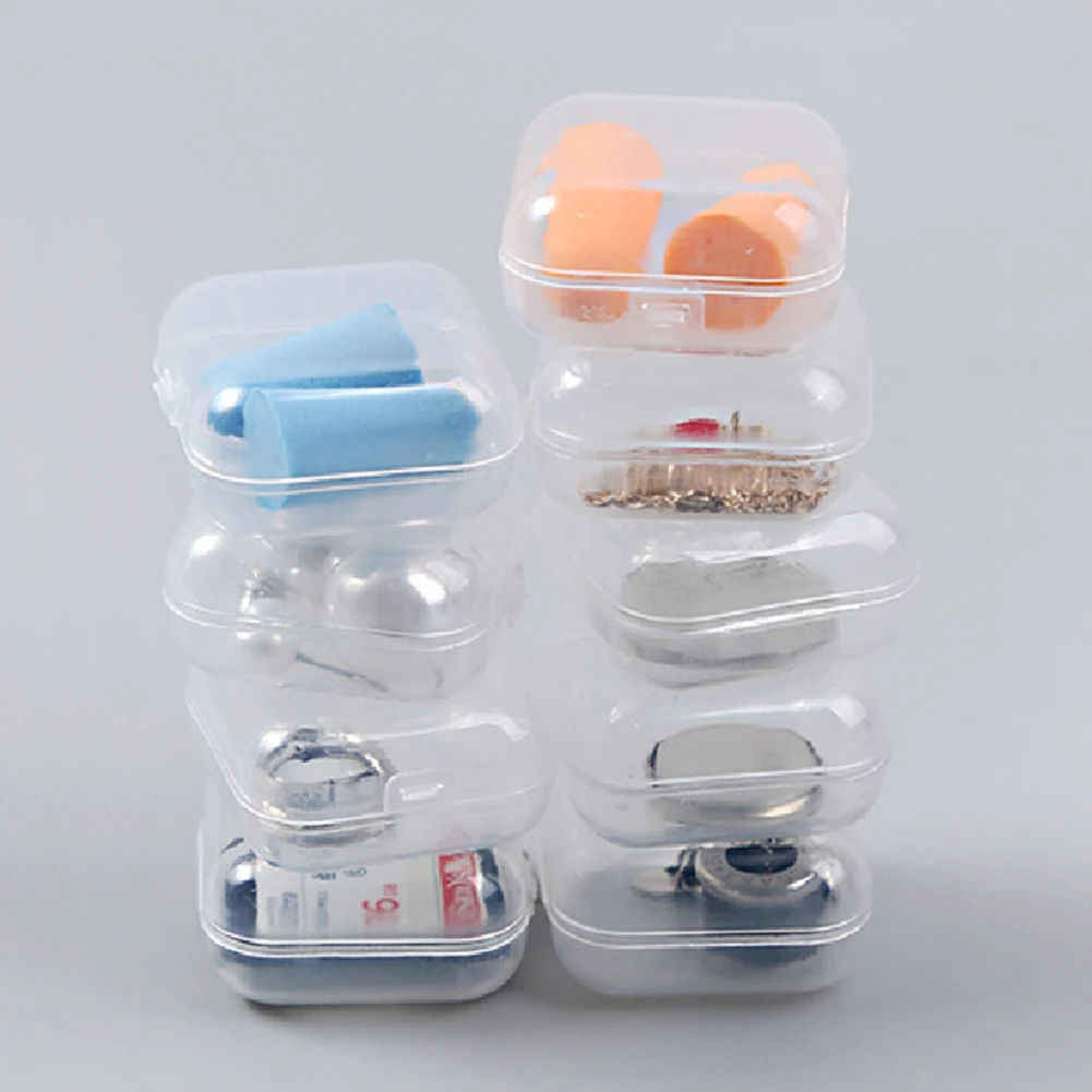 

10PCS Mini Storage Box Transparent Square Plastic Box Earrings Jewelry Packaging Storage Small Square Box Jewelry Organizer
