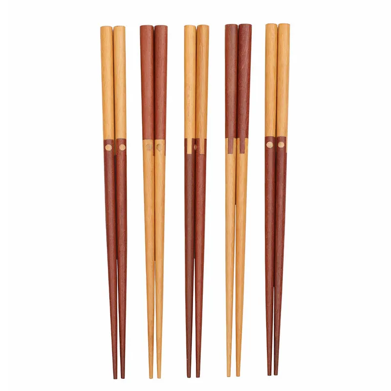 

1 Pair of Creative Splicing Process Chopsticks 22.5cm Japanese Simple Wooden Chopsticks Reusable Sushi Sticks Kitchen Tools