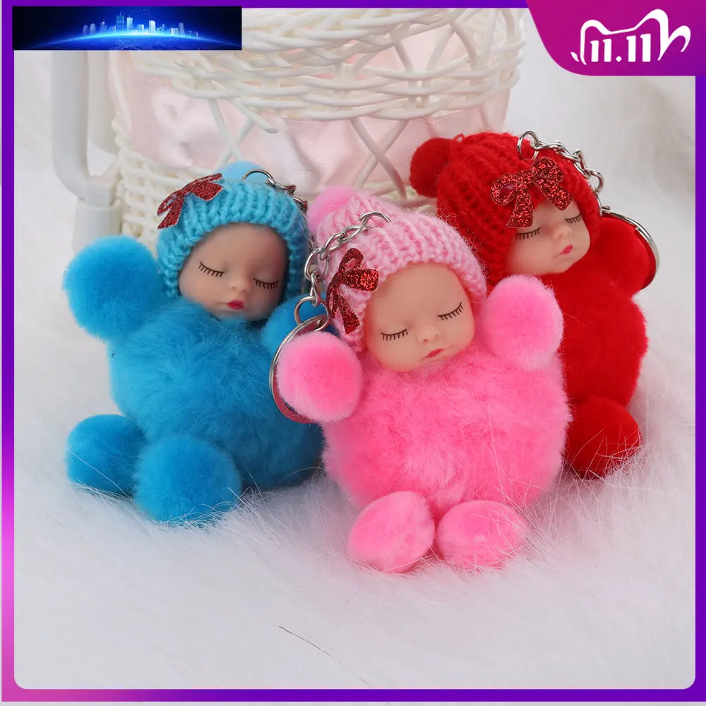 

1 Pc Leuke Slapen Baby Bowtie Pluizige Pompom Bont Pluche Pop Sleutelhanger Sleutelhanger Key Ring Vrouwen Meisjes Tas Hanger
