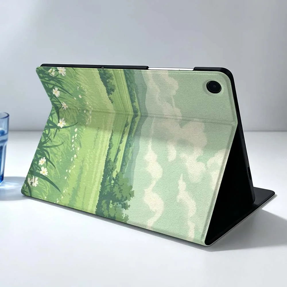 Фото Зеленый чехол-подставка для планшетов Samsung Galaxy Tab S11 S10 S9 S8 S7 S6 A9 A8 A11 Lite FE Plus с отсеком для стилуса в стиле Lofi №2