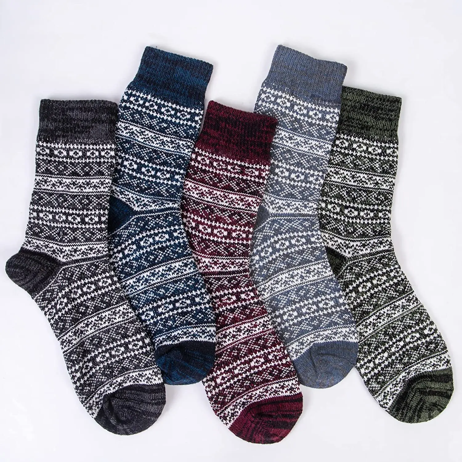 5 Pairs Wool Socks for Women Winter Soft Warm Thick Knit Breathable Moisture-wicking Middle Tube Cabin Cozy Crew Socks