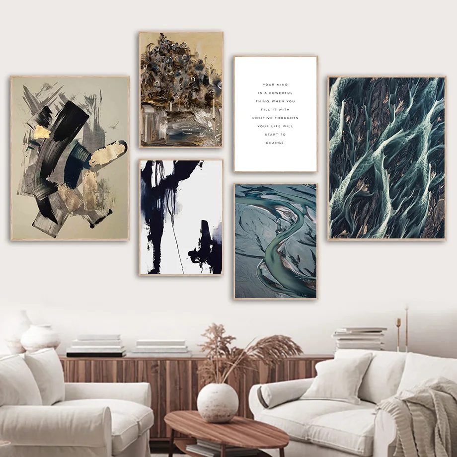 Абстрактная Настенная картина с изображением цветных блоков волны реки