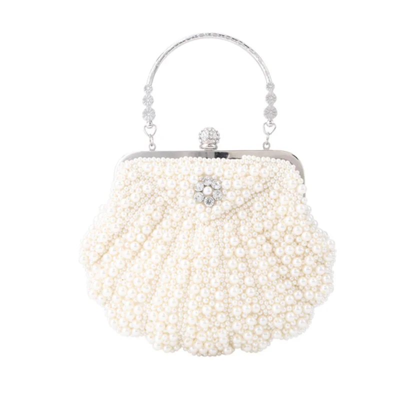 

Elegant Women Wedding Purse Handbag Luxury Evening Party Bags White Shell Clutches Pochette Mariage Sac Femme Beaded Clutch Bag