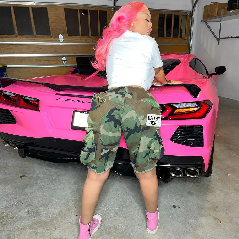 2023 New Gallery Dept Camo Cargo Shorts S-3XL  in High Quality Summer Fashion Casual Baggy Women Camouflage Half Pants with Pock
