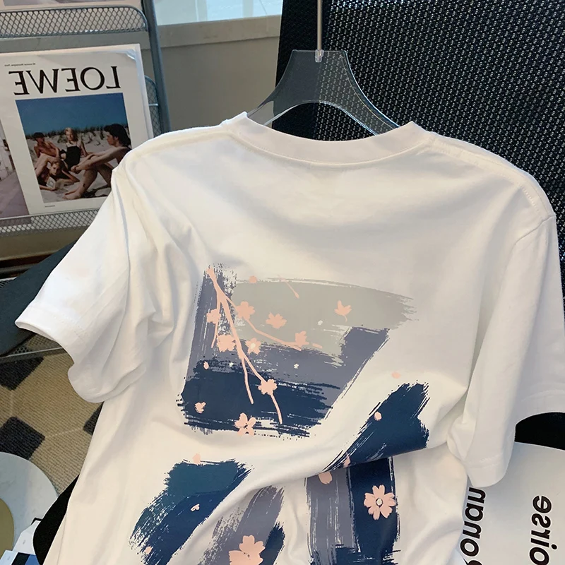 

Fashion Graffiti art Style Men/women street Loose half sleeve T-shirt Harajuku Academy Summer breathable high quality cotton Top