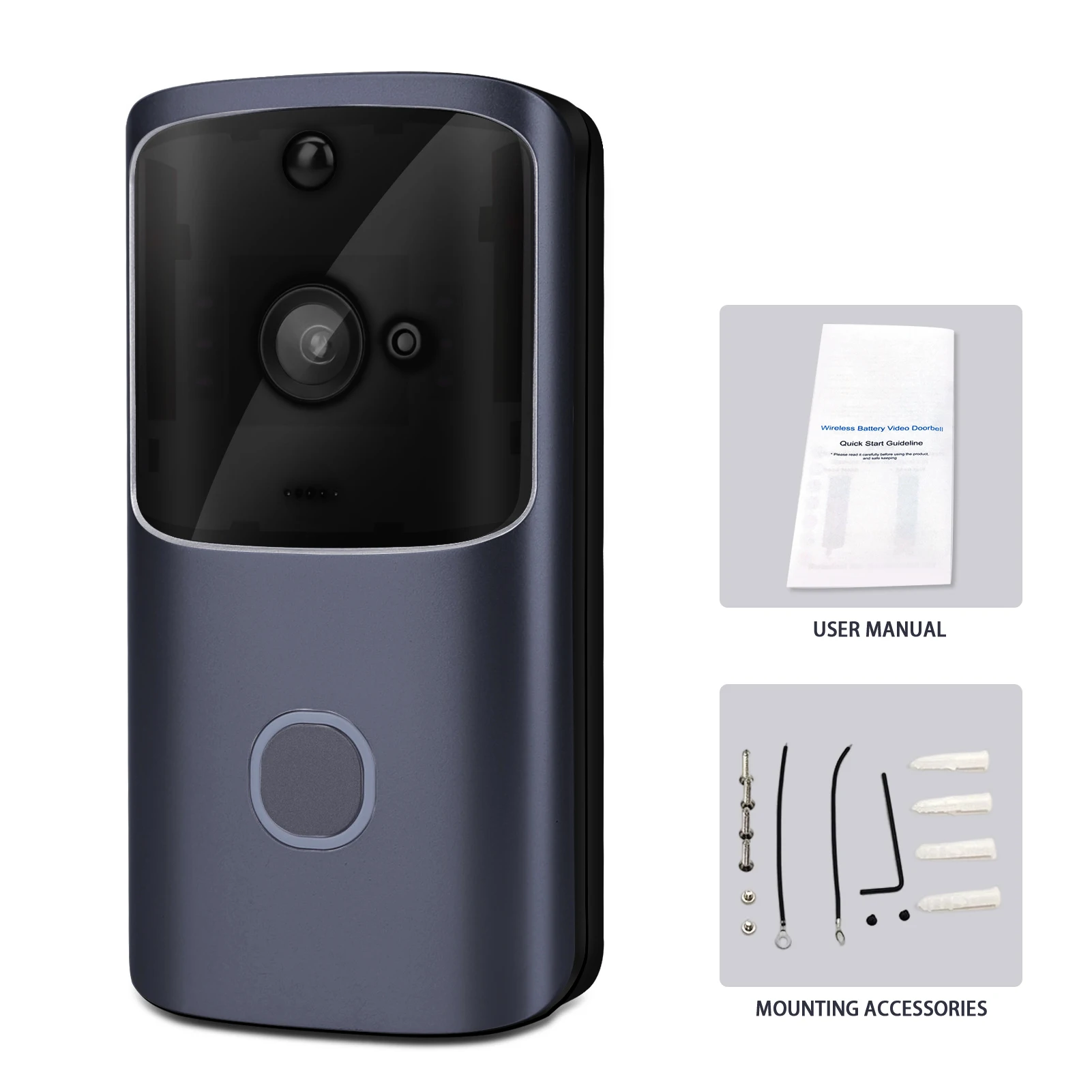 

HD 720P Camera Night Vision Visual Monitor Smart 2 Way Audio Video Doorbell Wide Angle Wireless WiFi Motion Detection Durable