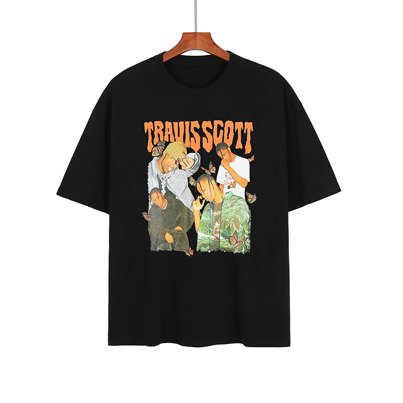Футболка с принтом Трэвиса Скотта для мужчин и женщин в стиле хип-хоп |