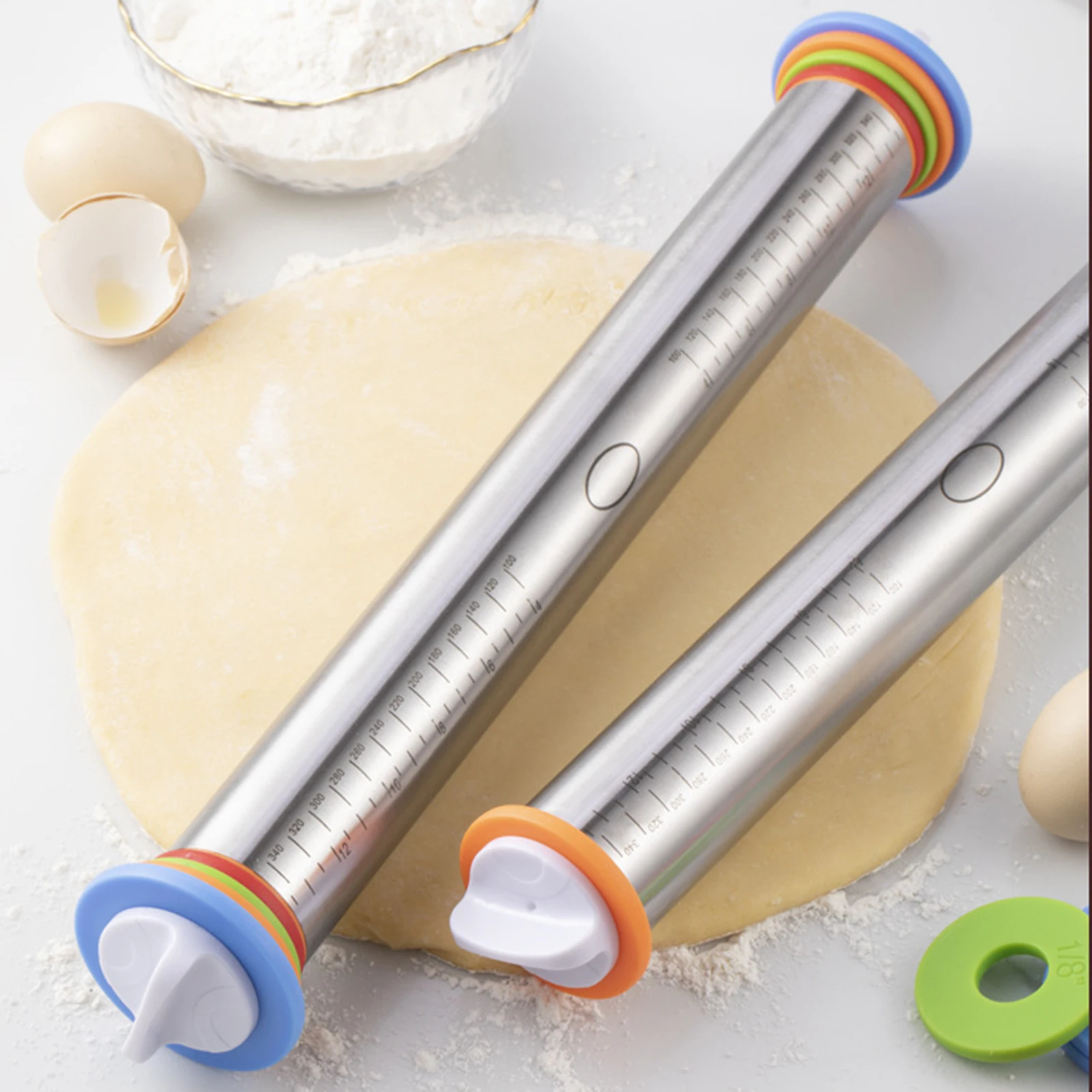 

43 см регулируемая Скалка из нержавеющей стали ролик для выпечки теста скалка для теста лапши печенья пельменей антипригарный инструмент дл...