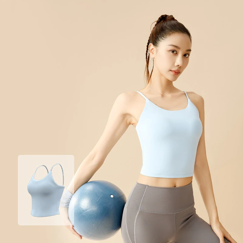 Майка для йоги PINGNIAO Женская однотонная спортивный бюстгальтер с чашками пуш-ап