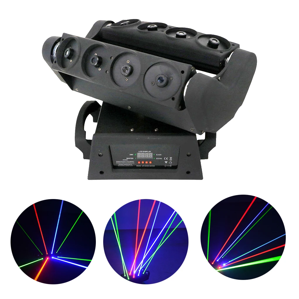 

8 глаз RGB зеленая движущаяся головка паук луч оптический сетевой проектор лазерные огни для Профессиональный для дискотек DJ вечерние ринка шоу DMX сценическое освещение