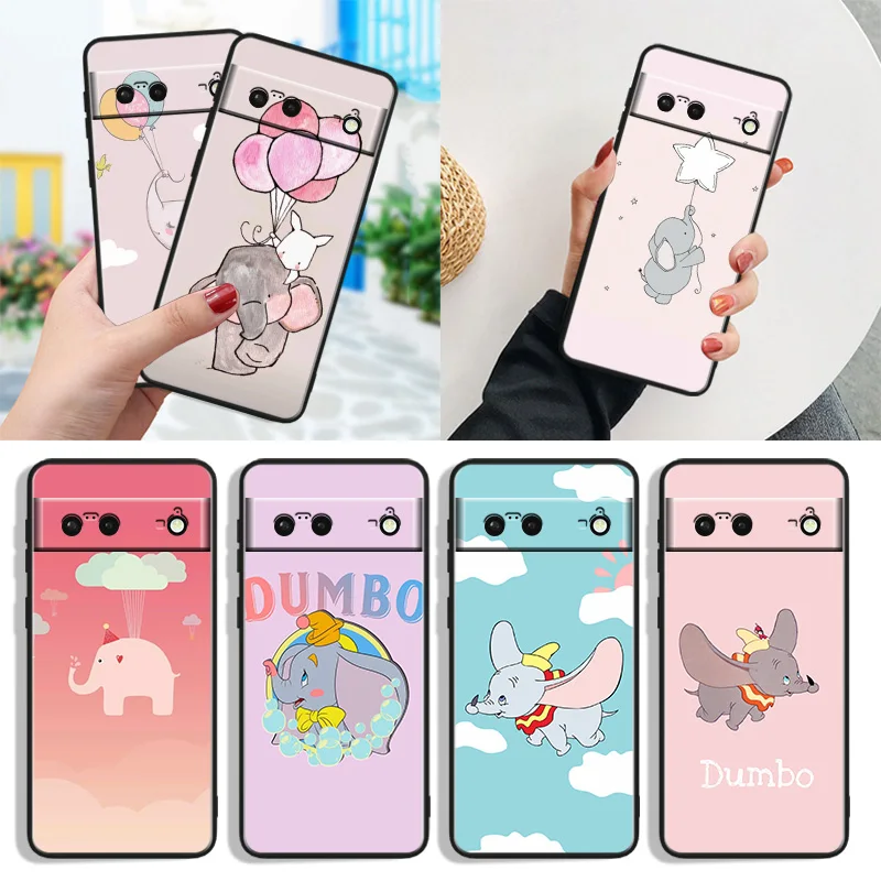

Dumbo Flying Elephant Style Shockproof Cover for Google Pixel 7 6a 6 Pro 5 4 4A XL 5G Black Phone Case Shell Soft Fundas Capa