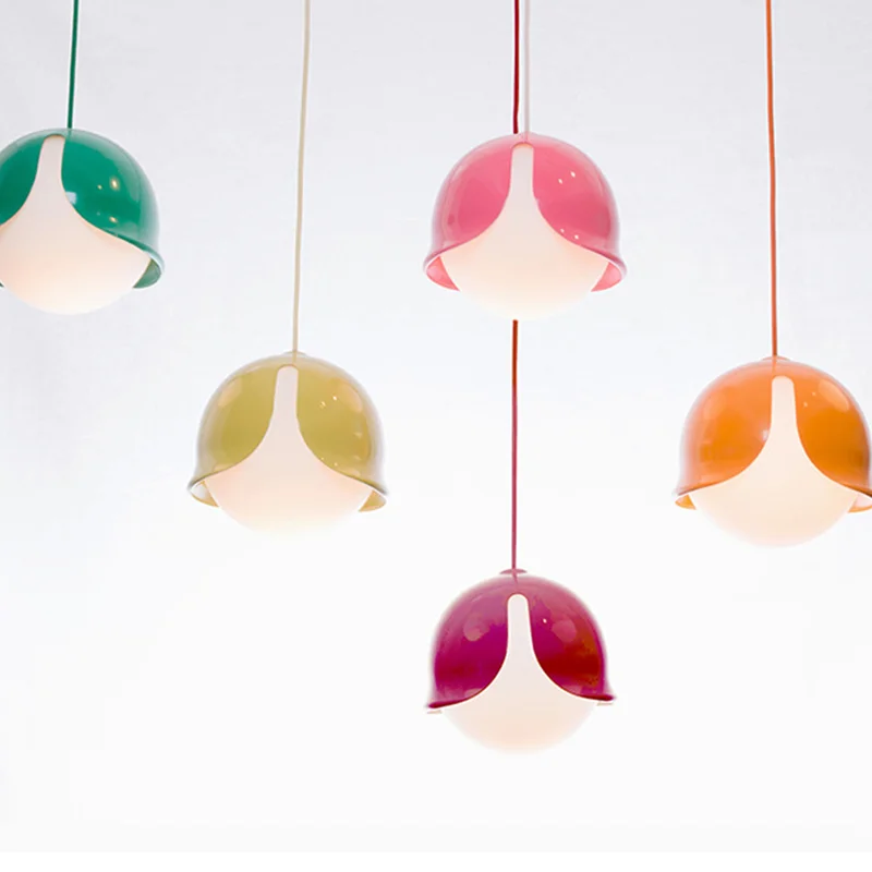 

Children Kids Room Decor LED Lights Cartoon Round Candy Colored Bar Glass Pendant Lamp Kindergarten Training Class Chandeliers