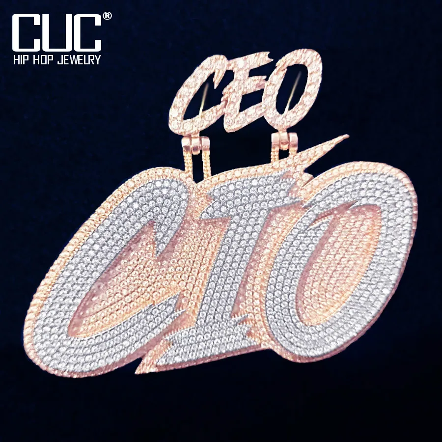 Custom New Conjoined Letters Name Pendant Men Hip Hop Necklace With Letter Bail Solid Back Ice Zircon Chain Rock Jewelry