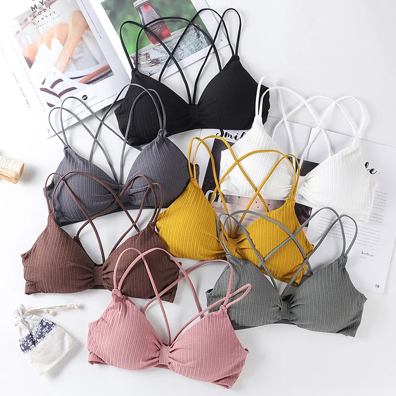 

New Girl Tube Top Series Cross Beauty Back Strap Bra Cotton Soft And Comfortable Ladies Underwear Seven Colors