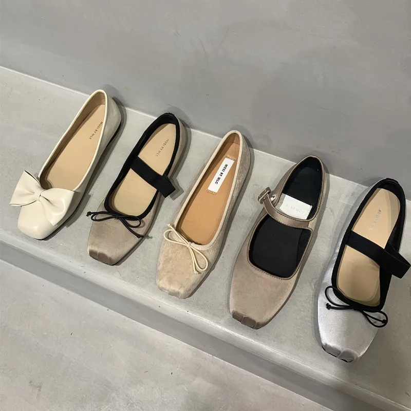 

2023 Spring New Brand Women Flat Fashion Bow-knot Shallow Slip On Ballet Shoes Ladies Ballerina Dress Shoes Casual Loaf