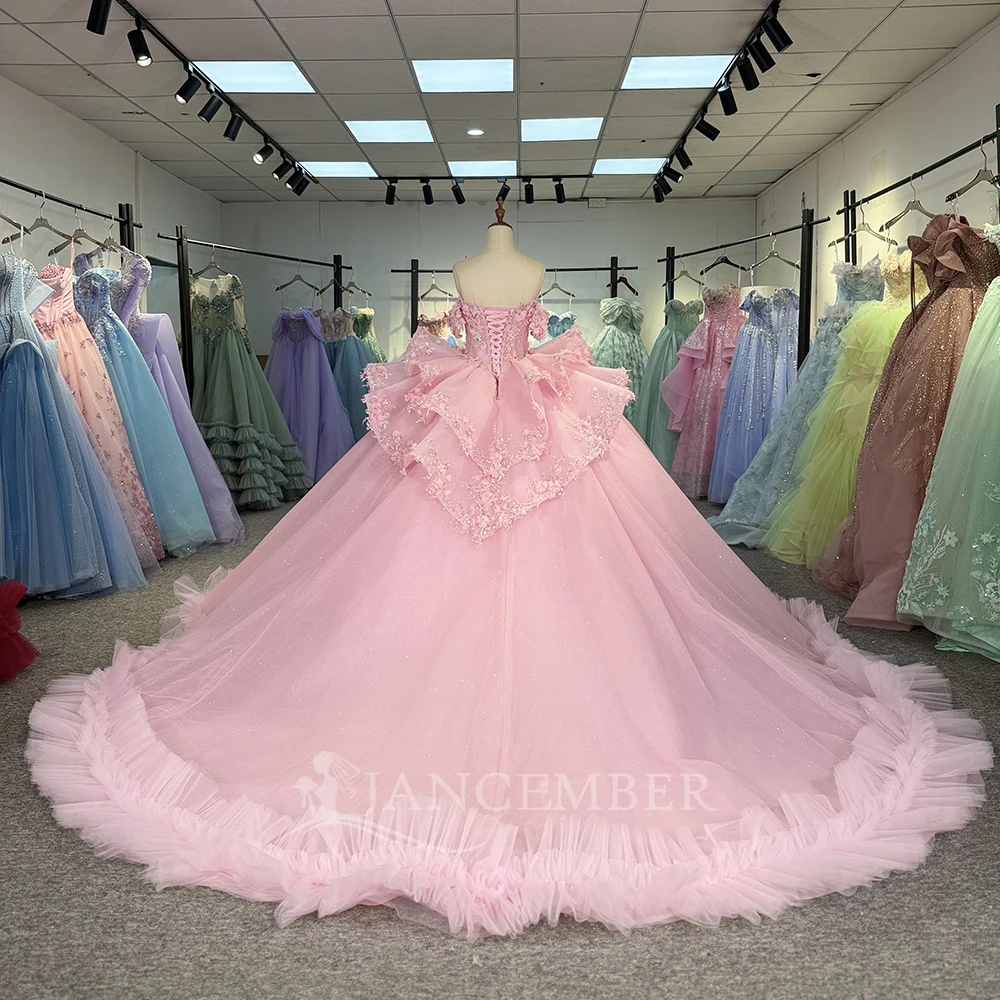 Фото Индивидуальные платья Quinceanera с кристаллами и кружевной аппликацией, платье для дня рождения, Vestidos De 15, длинные платья для выпускного вечера, платье quinceañeras №2
