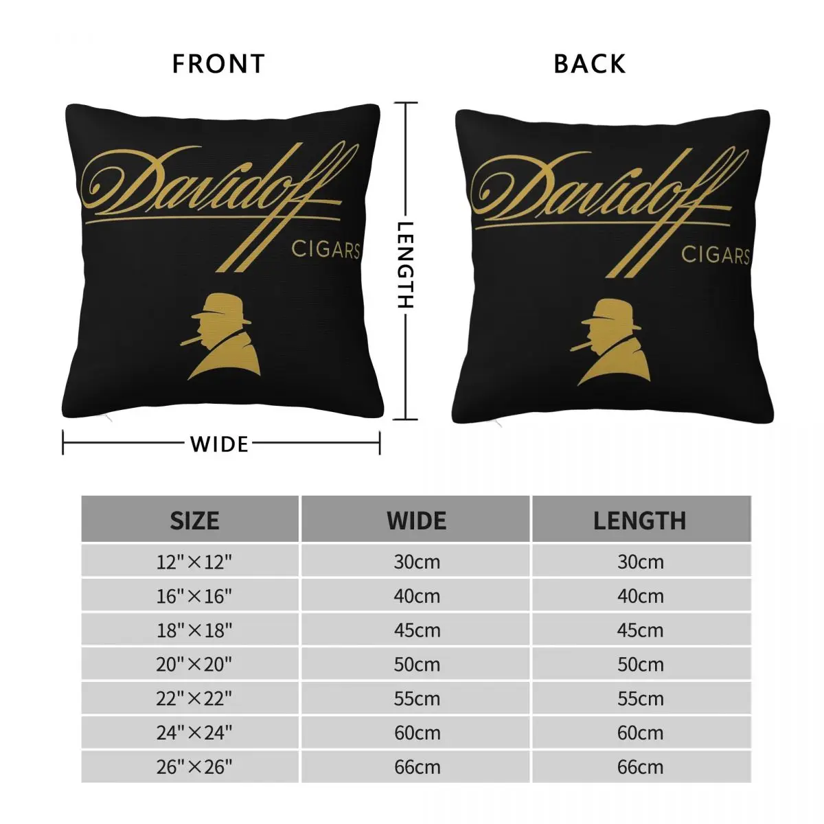 Фото Чехол для подушки Davidoff Cigars Black из полиэстера, льна и бархата, креативный, на молнии, декоративный, для кровати №2