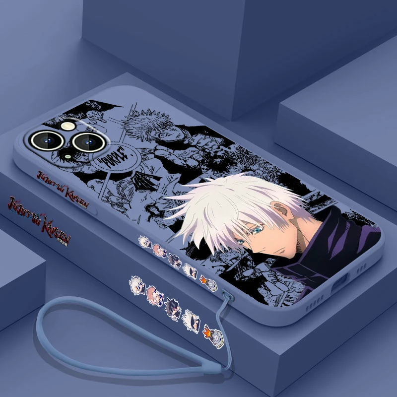 

Jujutsu Kaisen Gojo Satoru Phone Case For Apple iPhone 14 13 12 11 Pro Max Plus XS XR X 8 7 SE Liquid Left Rope Cover