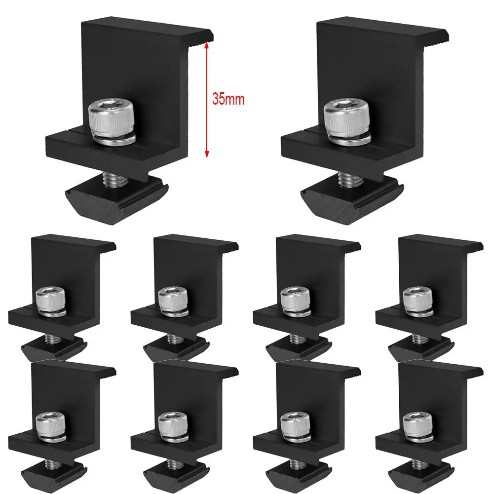 

10Pcs Solar Panel Mounting Fixing Clamp Adjustable Z Bracket Metal End Clamp PV Panel Clip For Solar System Install Accessories