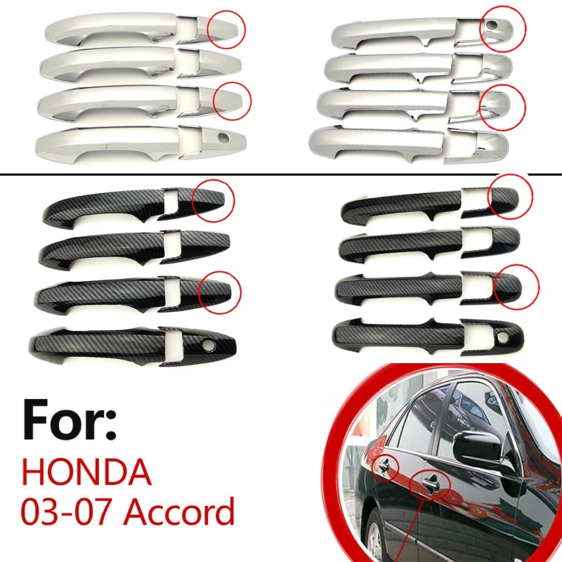 

For Honda Accord 7 2003-2007 Chrome/carbon fiber Car Door Handle Cover Catch Cap Decoration Trim Protection Sticker Auto Styling
