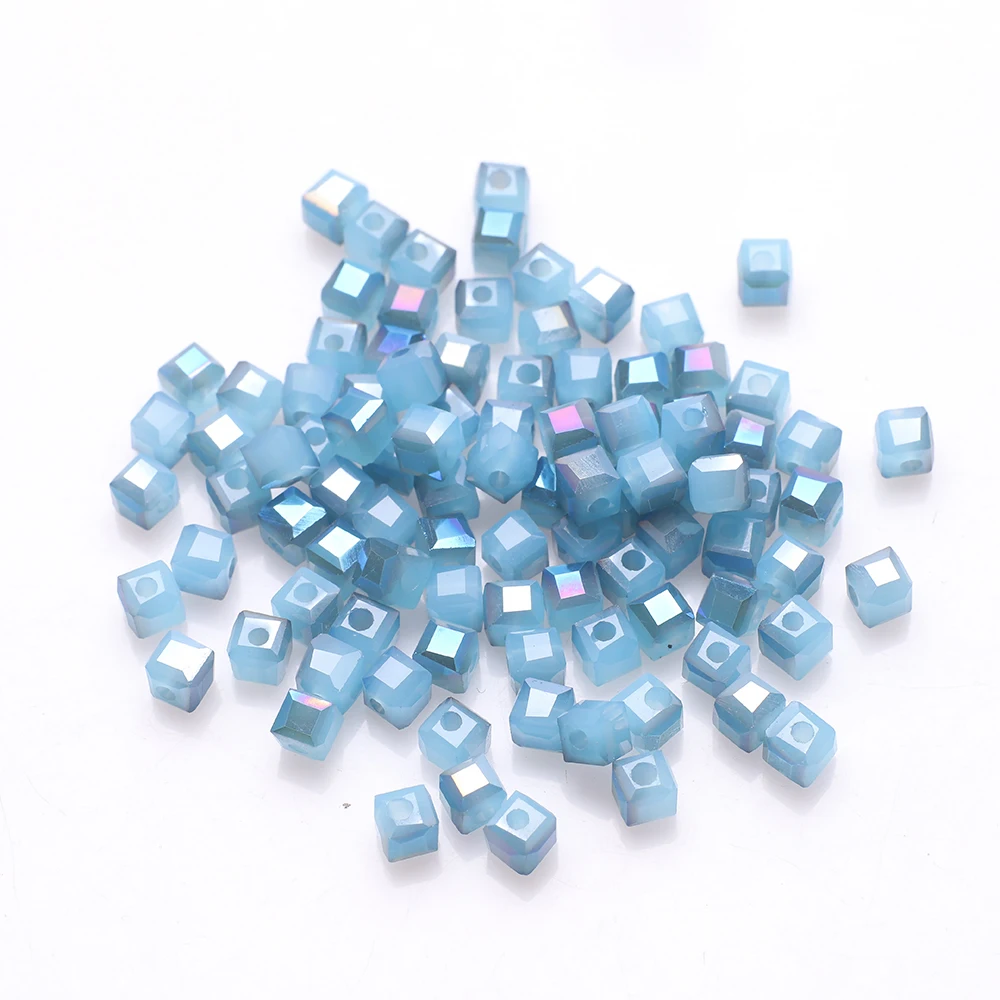 95 шт./лот 4 мм AB чешское стекло квадратный граненый кристалл куб свободные бусины