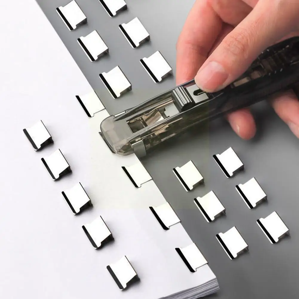 

Mini Traceless Hand Clip Push Stapler Reusable Transparent Document School Archive Paper Stationery Stapler Binding Office T9I5