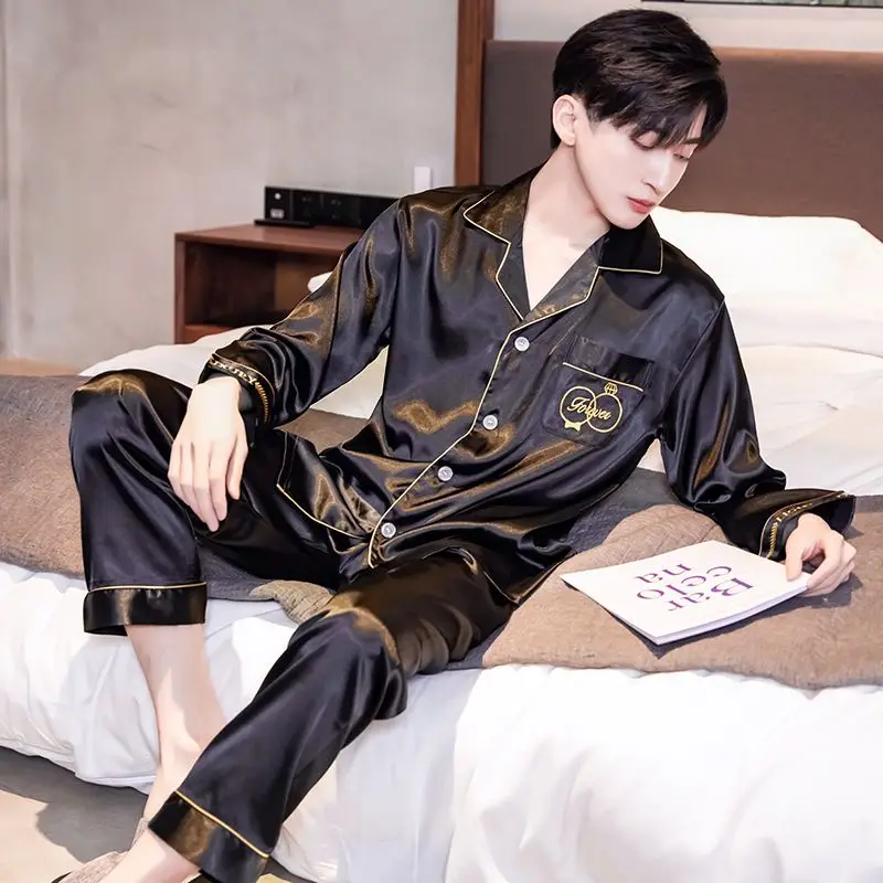 Summer pajama nightshirt long-sleeved silk embroidery thin ice silk big yards household to take in the spring and autumn