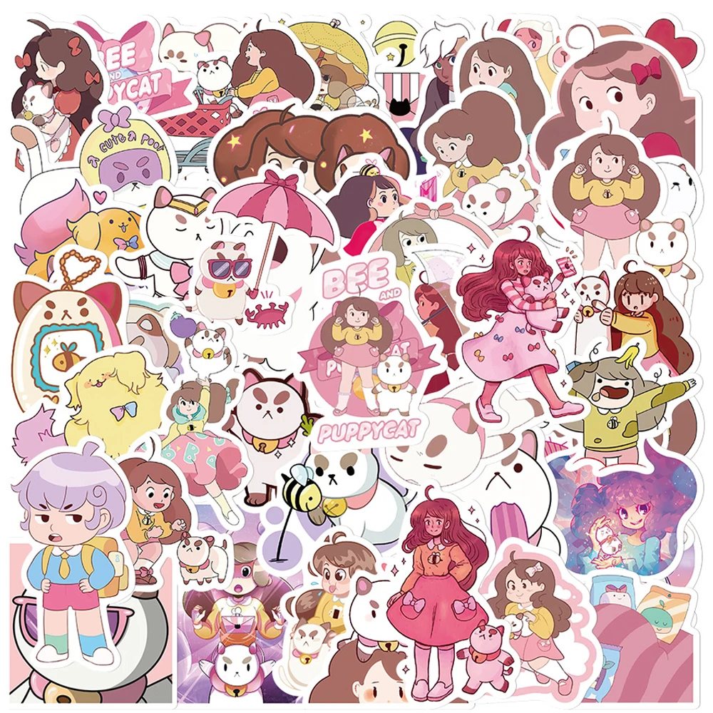 

10/30/50pcs Cute Cartoon Adventure Bee and PuppyCat Anime Stickers Decals Laptop Phone Car Scrapbook Decoration Sticker Kids Toy