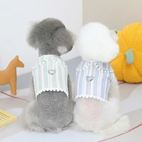 pet supplies spring and summer dog striped chest and back can hang traction rope teddy bomei small and medium clothes