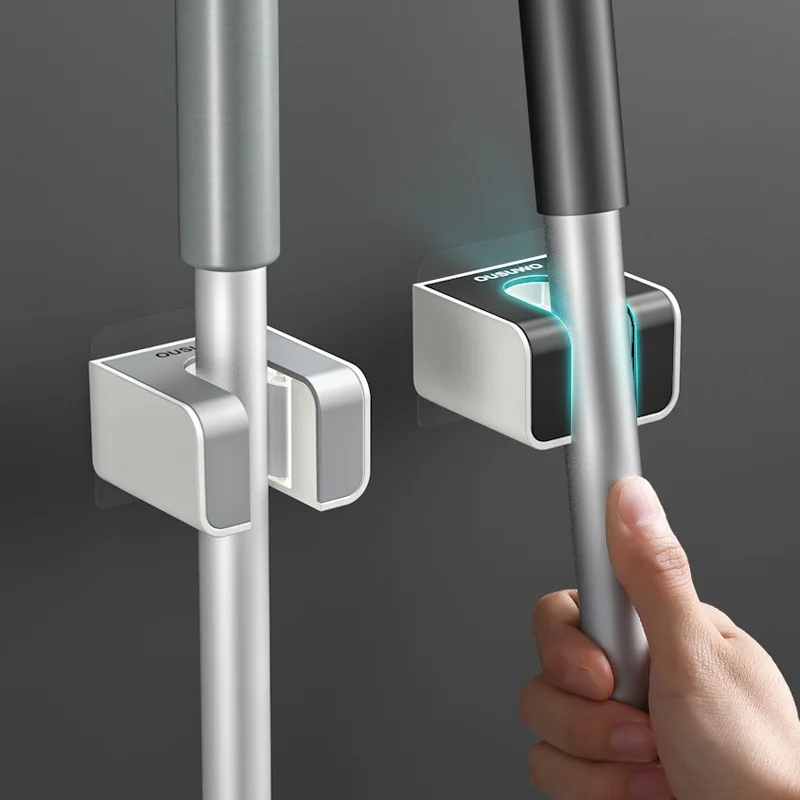

Wall Mounted Mop Holder Bathroom Self-adhesive Broom Hanger Strong Hooks Racks Kitchen Organizer Storage Accessories